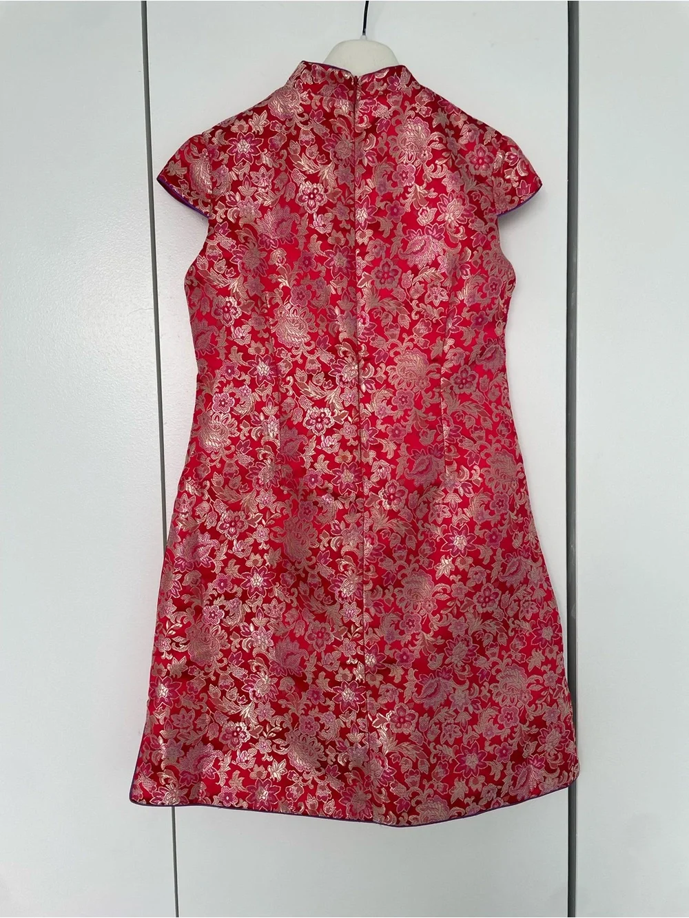 Traditional Red Floral Embroidered Girls' Qipao Dress